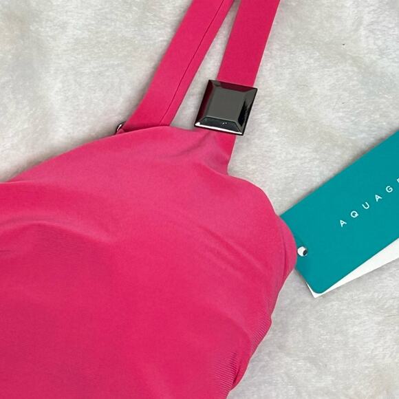 Aqua Green NWT Drape Front Pink and Black One-Piece Swimsuit Small - Picture 2 of 13